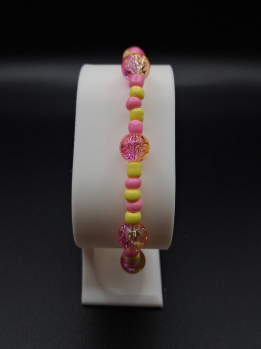 Simple Pink + Yellow Beaded Bracelet