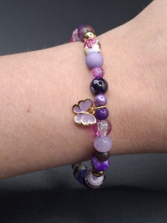 Mix & Match - Purple Butterfly - Stretch Bracelet