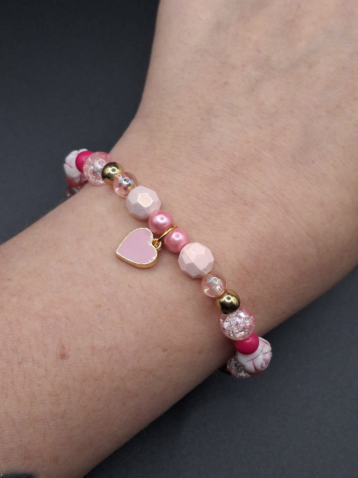 Mix & Match - Pink Heart - Stretch Bracelet