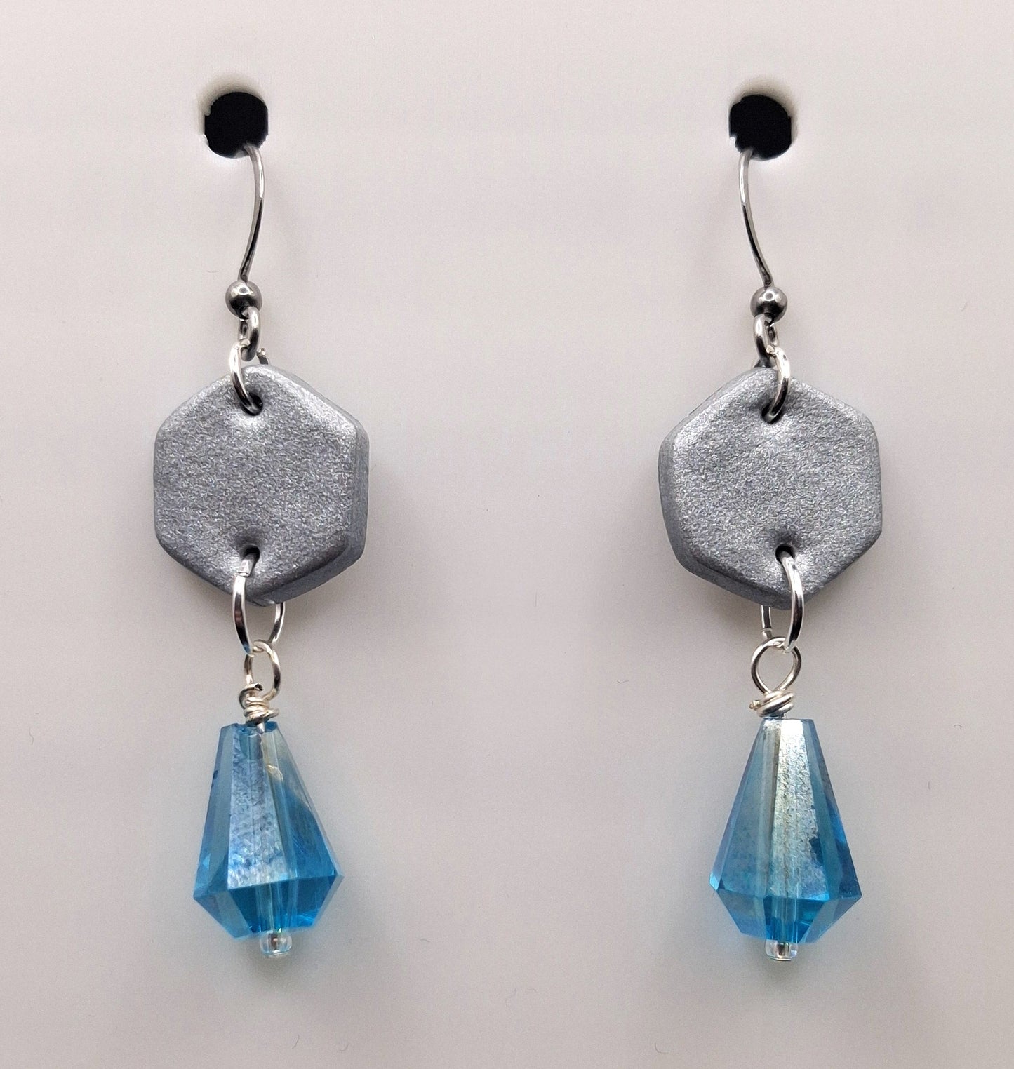 Silver Hexagon with Glass Bead