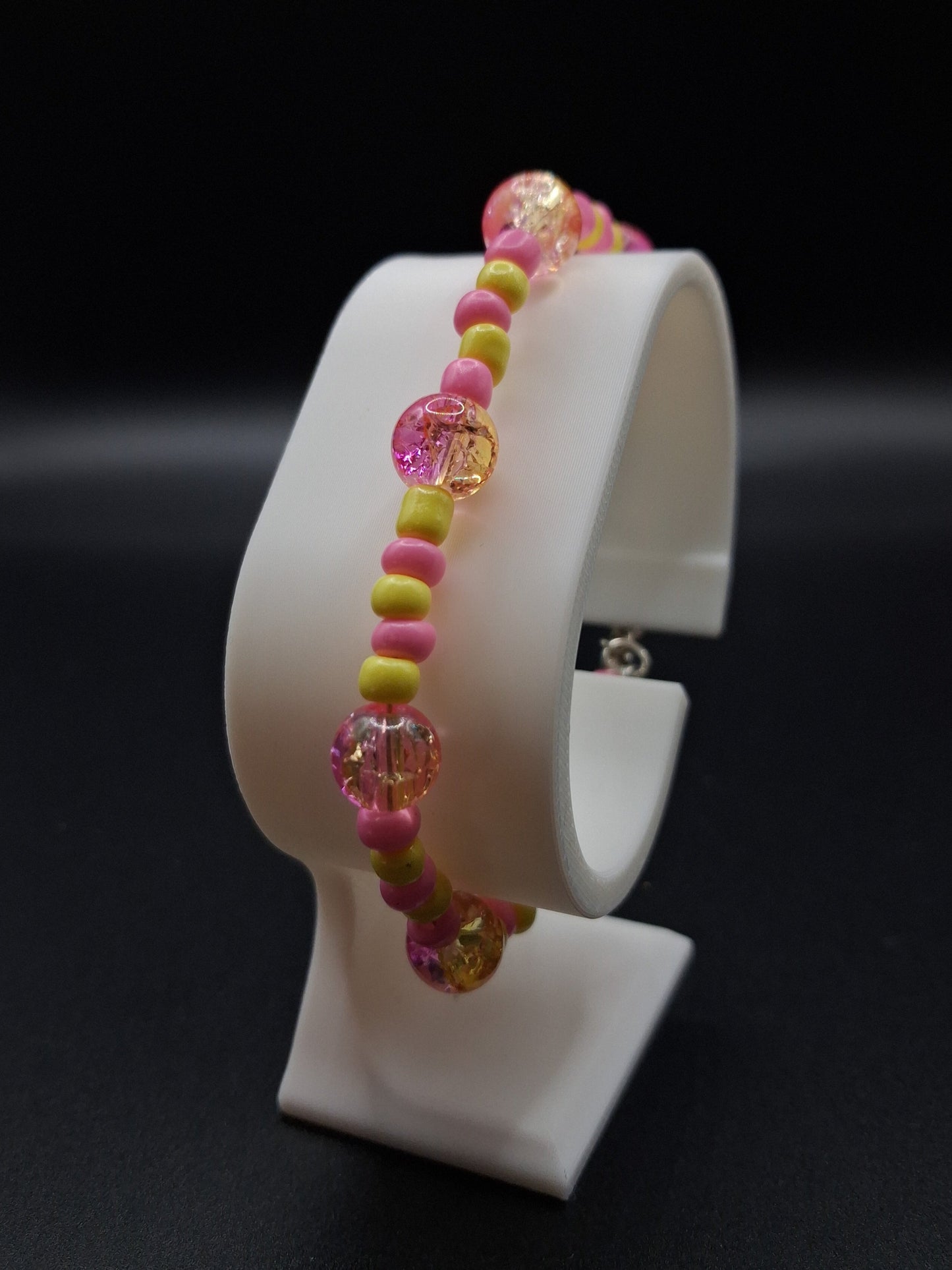 Simple Pink + Yellow Beaded Bracelet