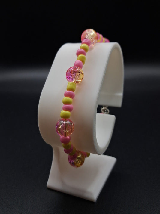Simple Pink + Yellow Beaded Bracelet