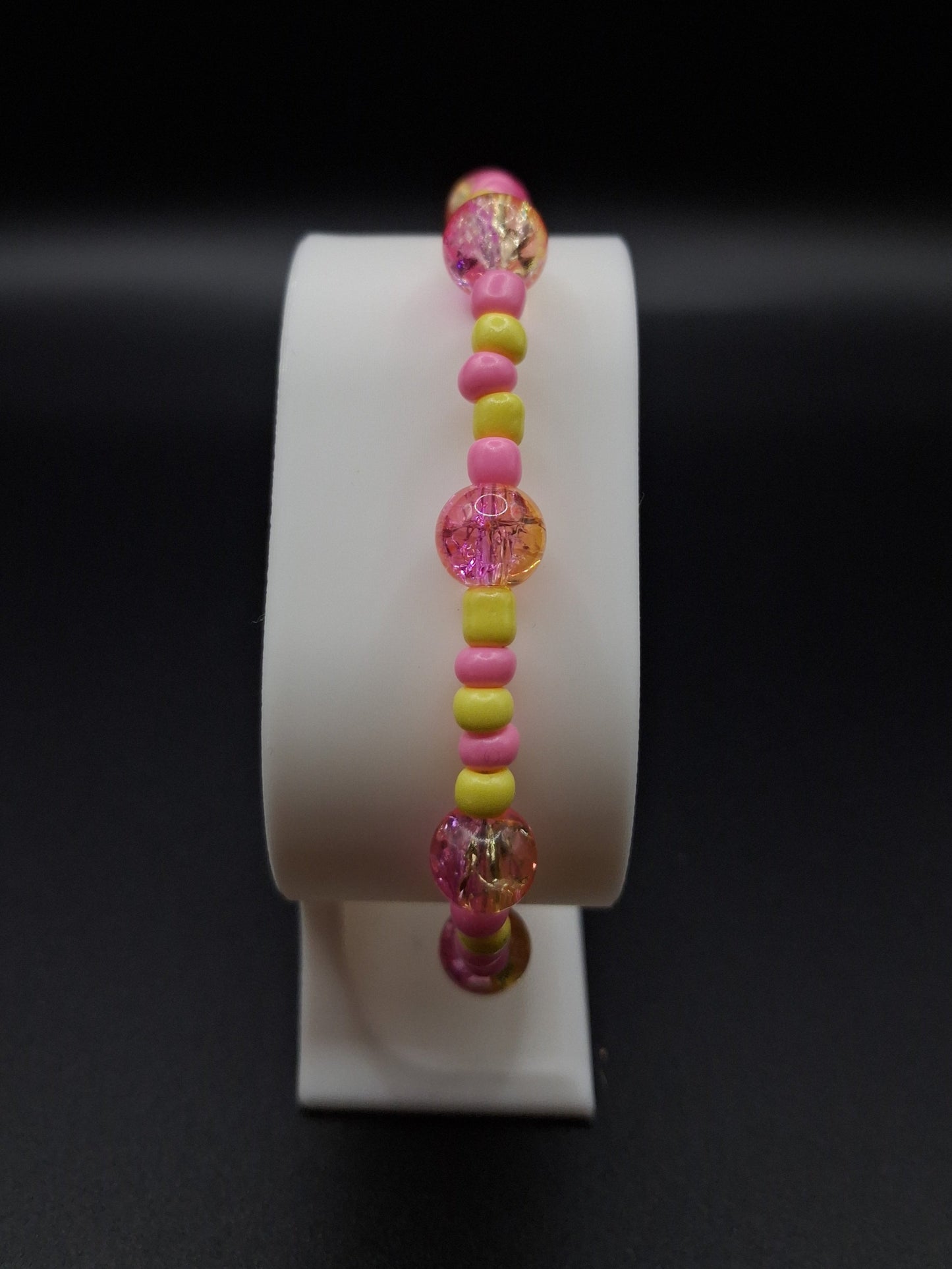 Simple Pink + Yellow Beaded Bracelet