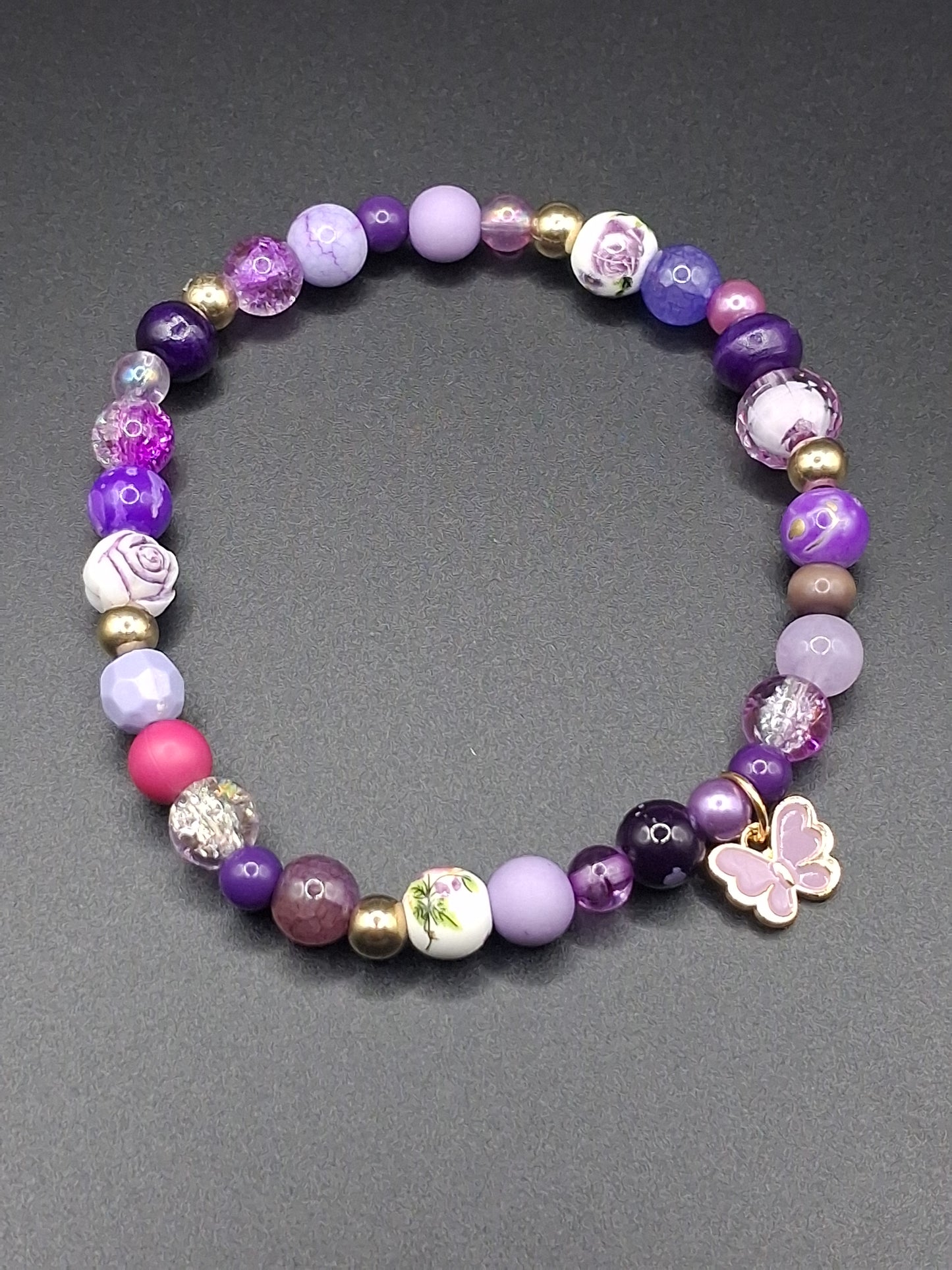 Mix & Match - Purple Butterfly - Stretch Bracelet