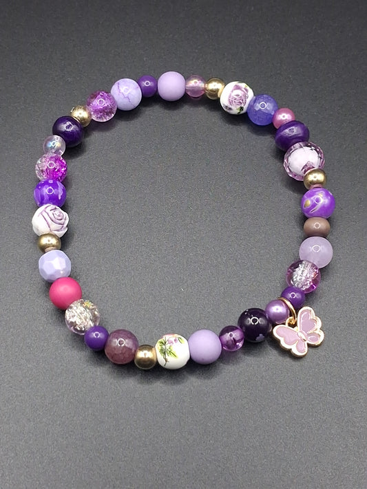Mix & Match - Purple Butterfly - Stretch Bracelet