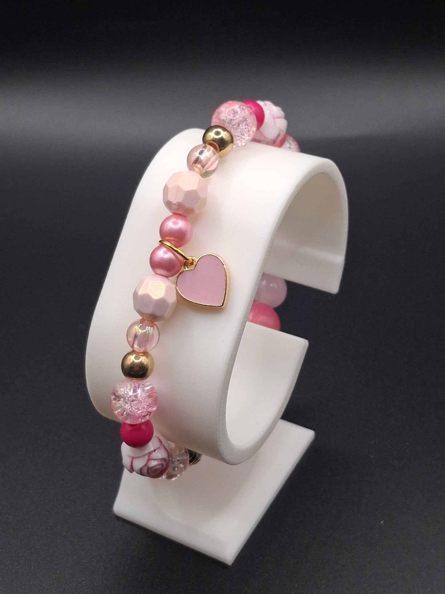 Mix & Match - Pink Heart - Stretch Bracelet