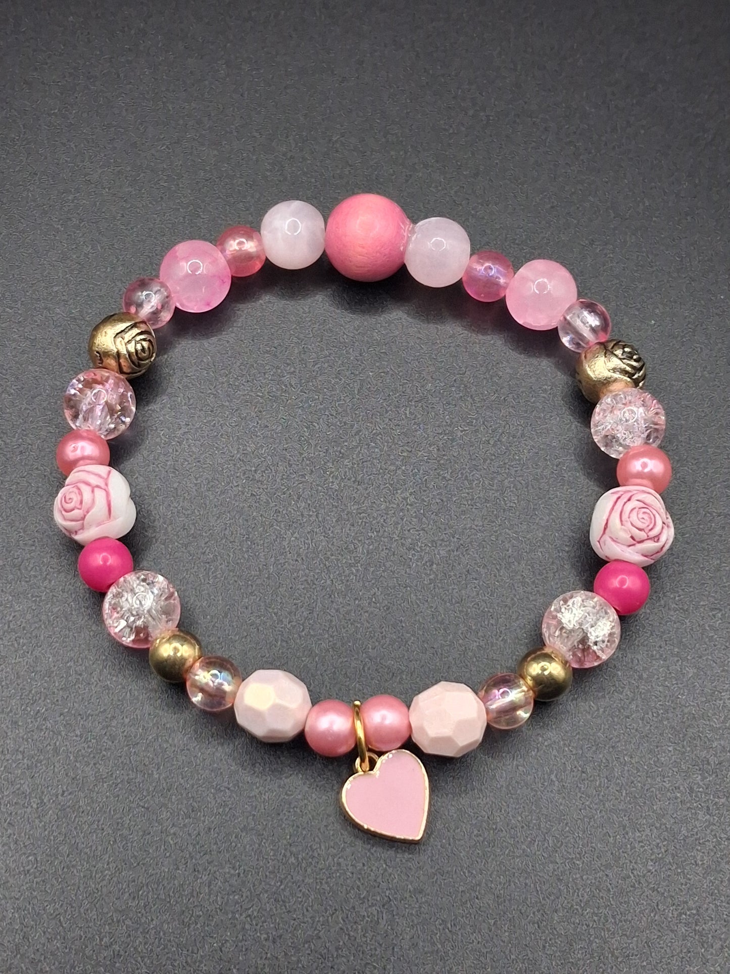 Mix & Match - Pink Heart - Stretch Bracelet