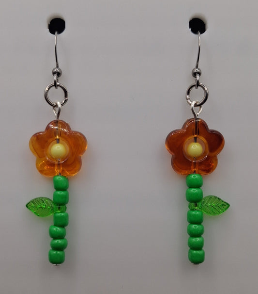 Beaded Flowers - Brown